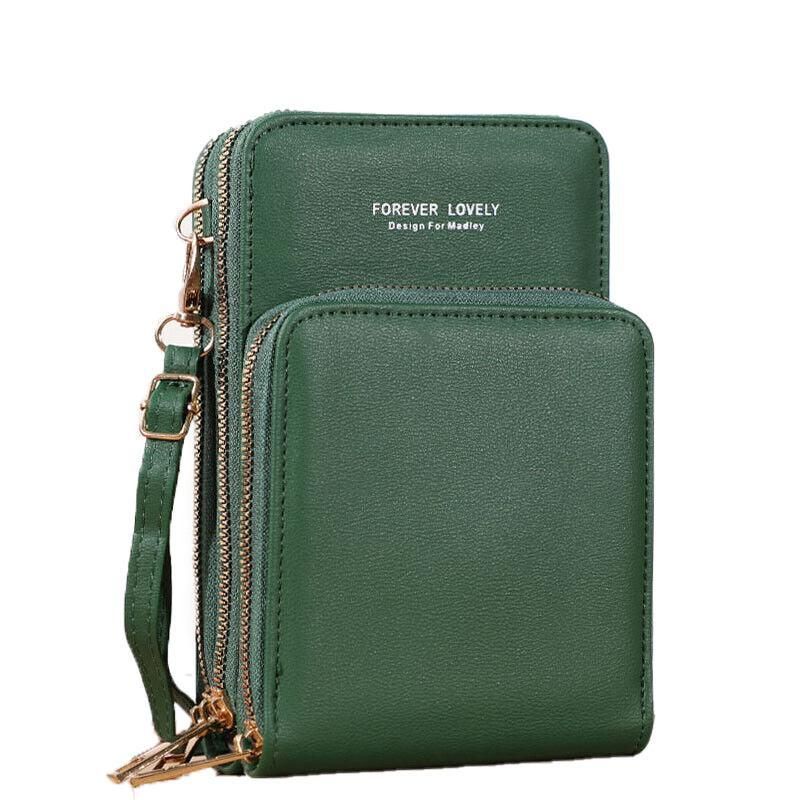 Women Crossbody Phone Purse Touch Screen Bag Rfid Blocking Wallet Shoulder Strap - Dark Green